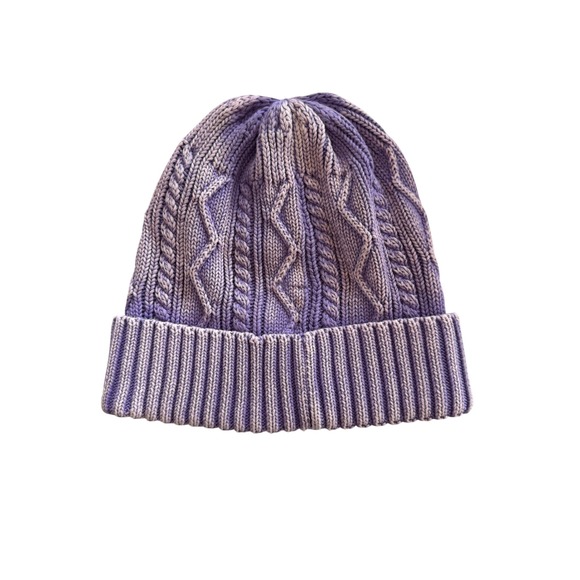 NWOT Free People Knit Beanie Acid Wash Light Purple Cable Knit - Picture 2 of 4